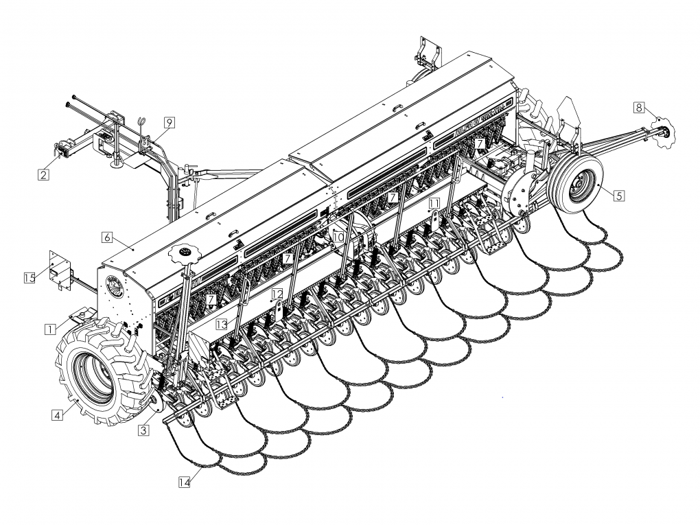 Сеялка зернотуковая рядовая ALFA-6