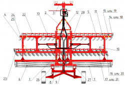 Общее устройство бороны дисковой прицепной PALLADA 6000 с 2022
